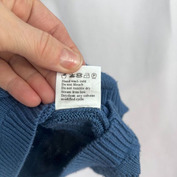 Dokotoo Blue Vneck 1/2 Drop Sleeve Open Weave Knit Tunic Sweater Size 2XL - Picture 7 of 9